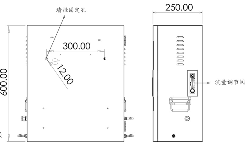 二次供水水質(zhì)在線監(jiān)測儀側(cè)視圖